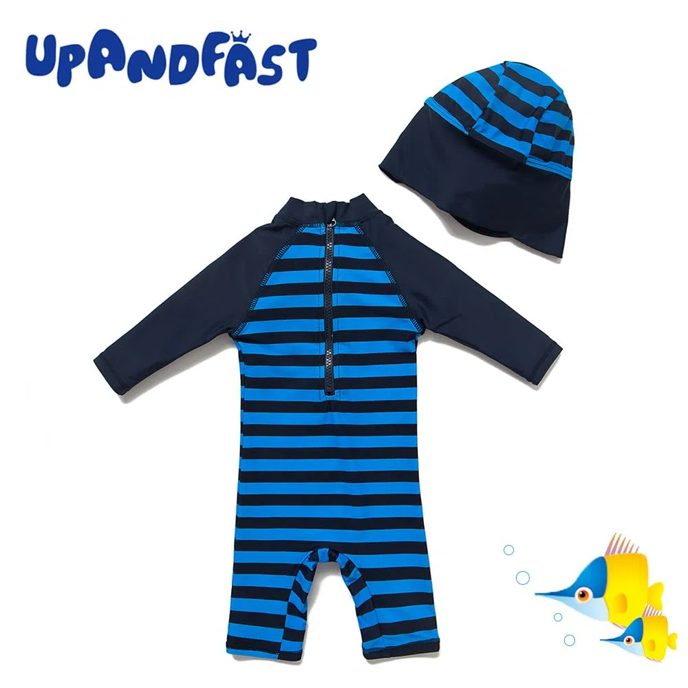 upandfast Costume da Bagno Intero per Bambini con Cappello da Sole UPF 50+ Protezione Solare Muta da Surf per Bambini