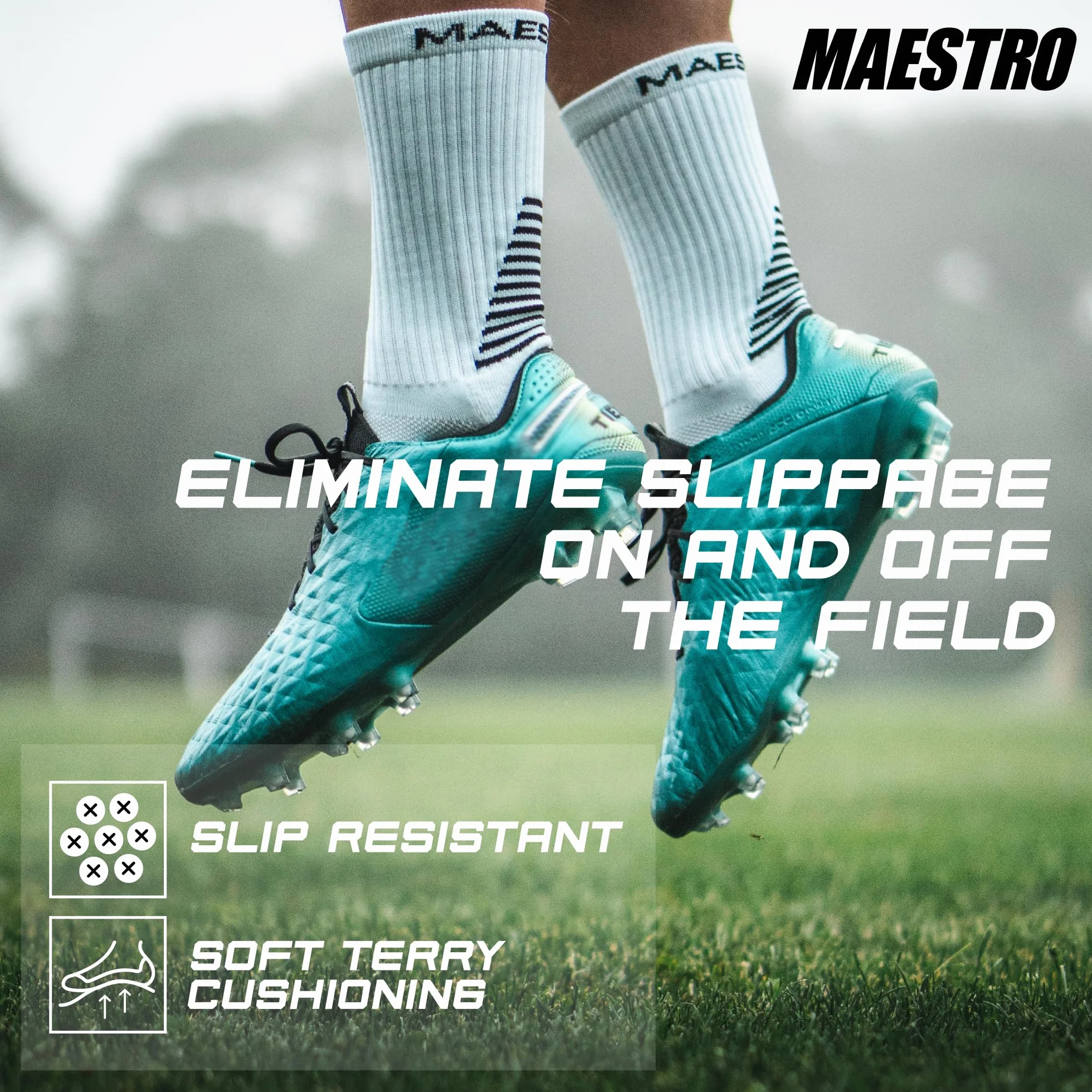 MAESTRO SPORTSWEAR Gsk-CW Maestro Grip Socks-Calzini Antiscivolo da Uomo, Basket, Hockey, Calcio