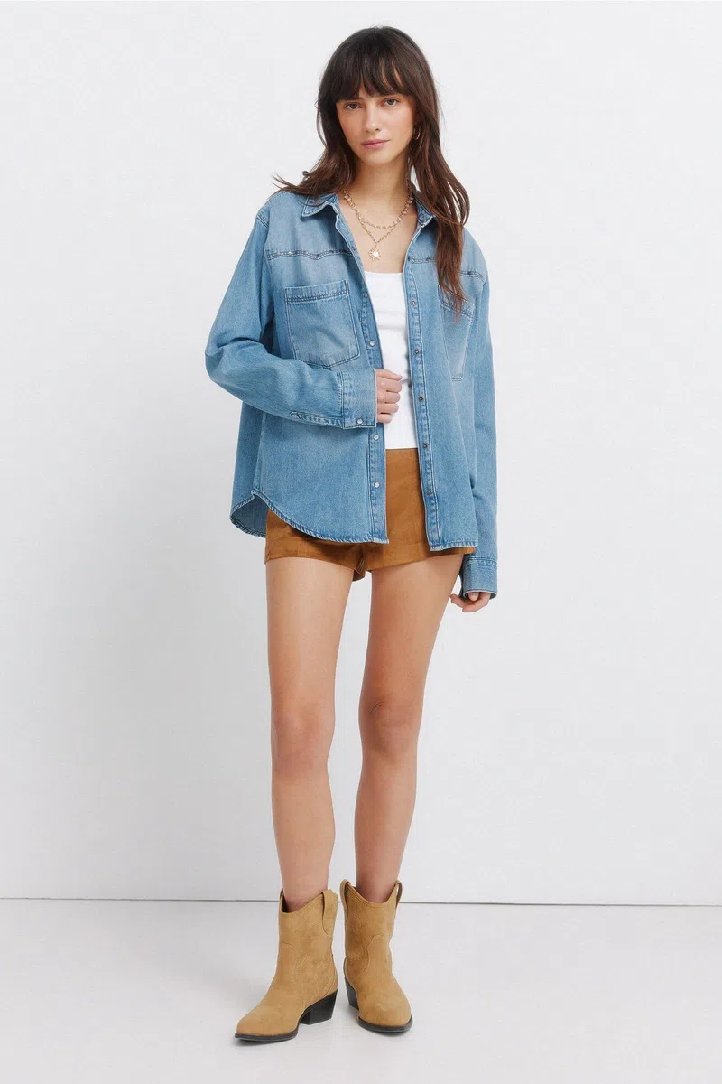 Springfield L/S Denim with Studs Shirt Camicia Donna