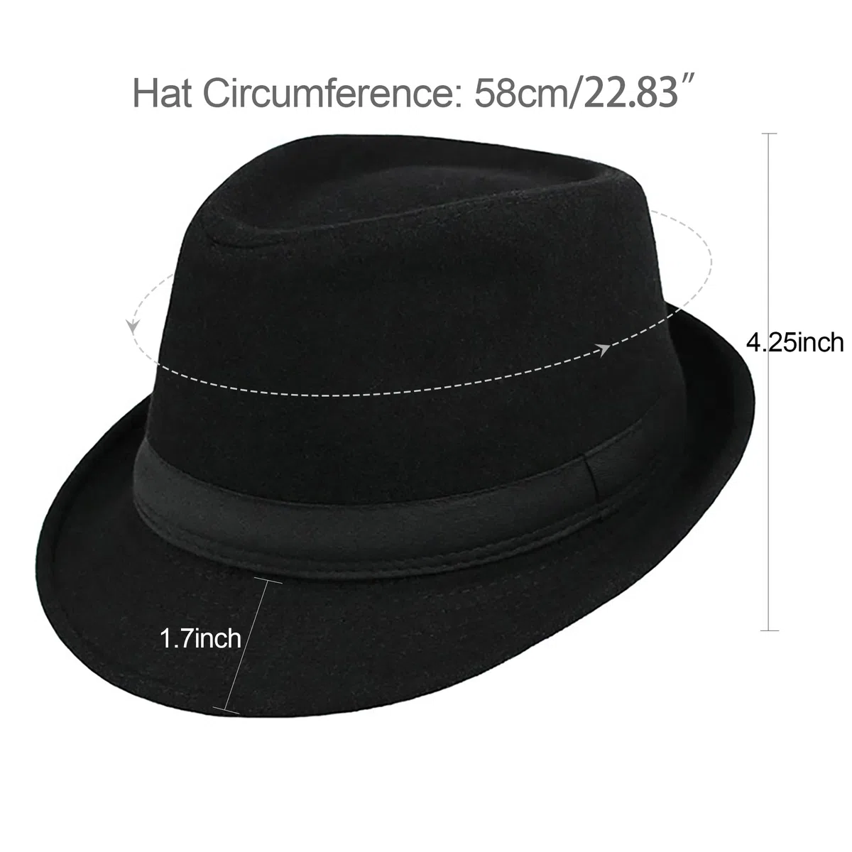 INOGIH Cappello Fedora in Feltro Classico Cappello a Tesa Corta Jazz Trilby Panama per Uomo Donna
