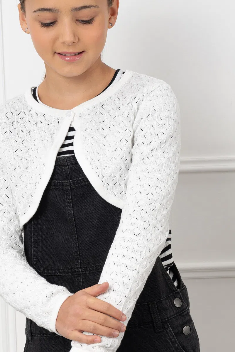 Bolerose Ragazze Manica Lunga Bolero in Maglia a Punta Bambini Cardigan