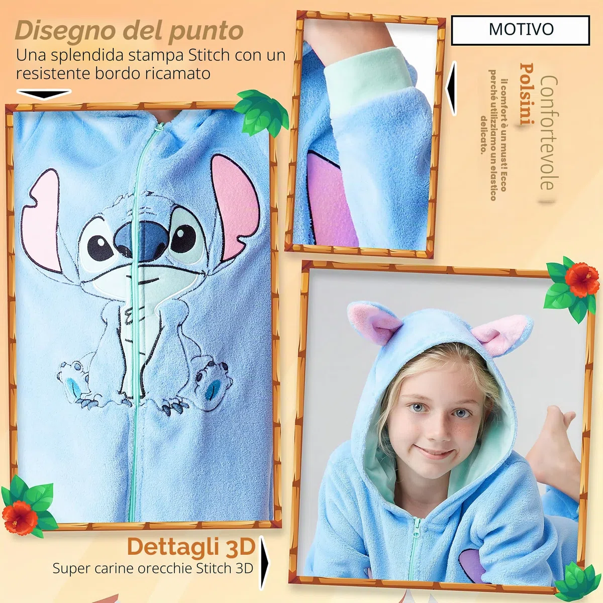 Disney Pigiama Intero Pile Bambina - Pigiama Stitch Angel Minnie Malefica 2-15 Anni - Gadget Stitch Idea Regalo Bambine