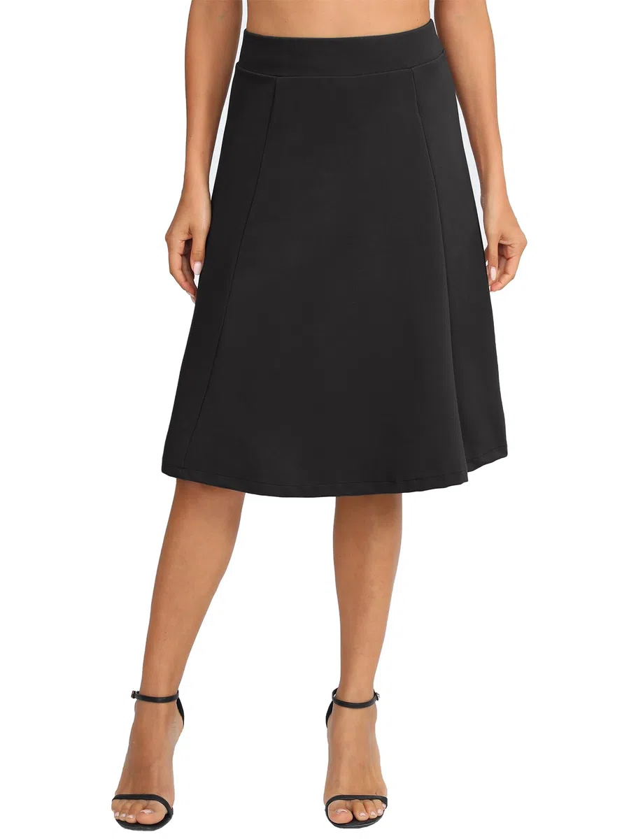 Donne Elegante A-Linea Vita Alta Midi Gonna Flared Affari Ufficio Lunga Elastica Gonne