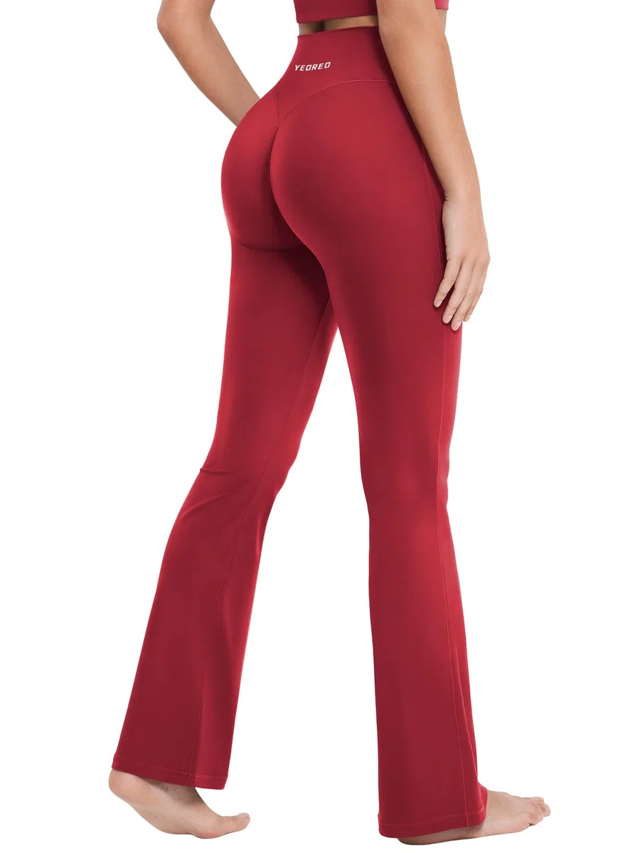 YEOREO Leggings da donna Flare Invisible Scrunch Butt Sports Leggings a vita alta, leggeri, da yoga, lunghi, push up, opachi, sportivi