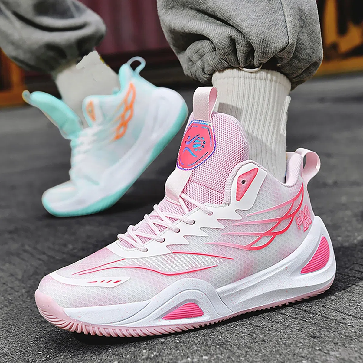 Basket Running Donna in Mesh Traspirante Basket Sneakers Donna e Uomo Tempo Libero con Lacci Scarpa Sport Uomo Antiscivolo Scarpe da Basket Confortevole per Outdoor