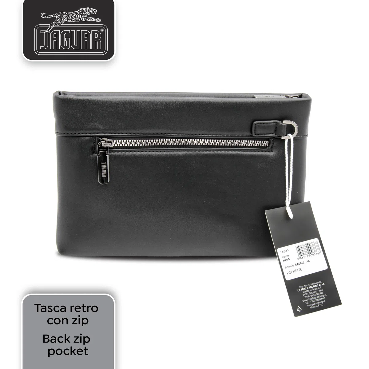 JAGUAR - Pochette Borsello Uomo a Mano in EcoPelle, Borsellino Uomo Portadocumenti con Scomparti, per Riporre Telefono, Documenti, Portafoglio, Carte e Chiavi Senza la Scomodità di Tenerli in Tasca