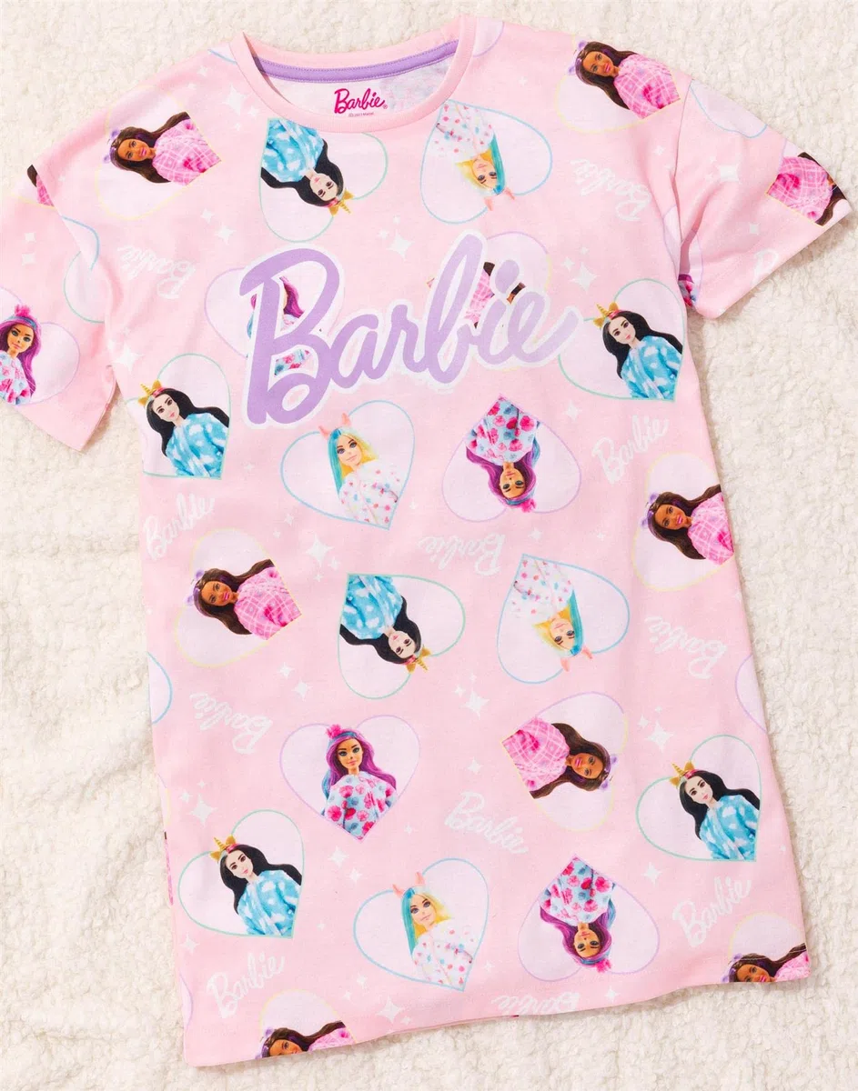 Barbie Bambina Camicia da Notte | Pigiama Manica Corta Kids Pink Doll Unicorn Abbigliamento Merchandising