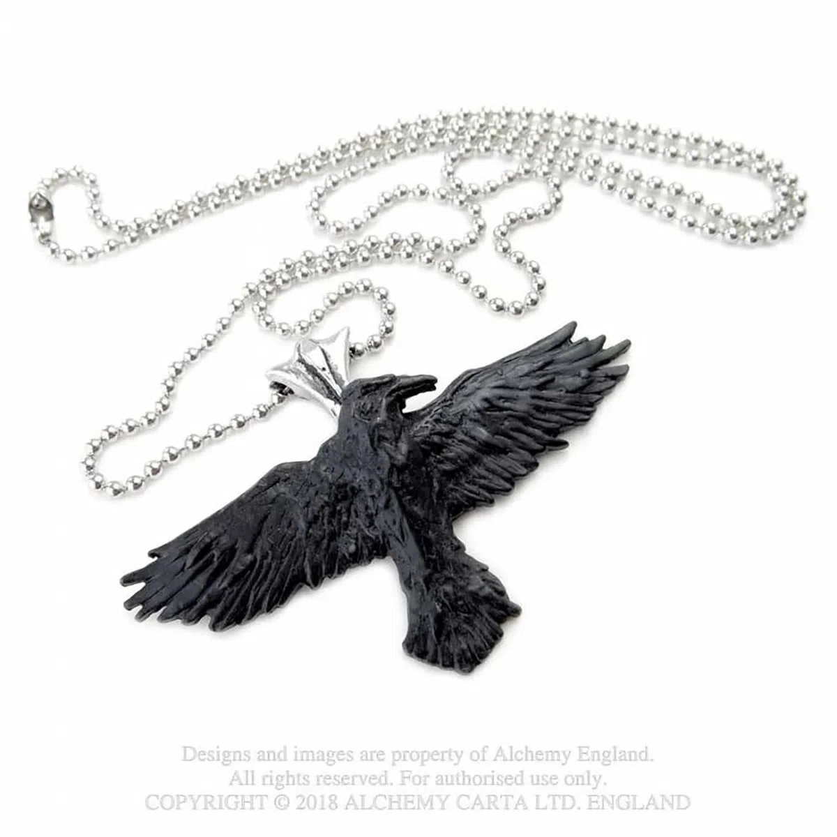 Alchemy Gothic Black Raven Unisex Collana nero