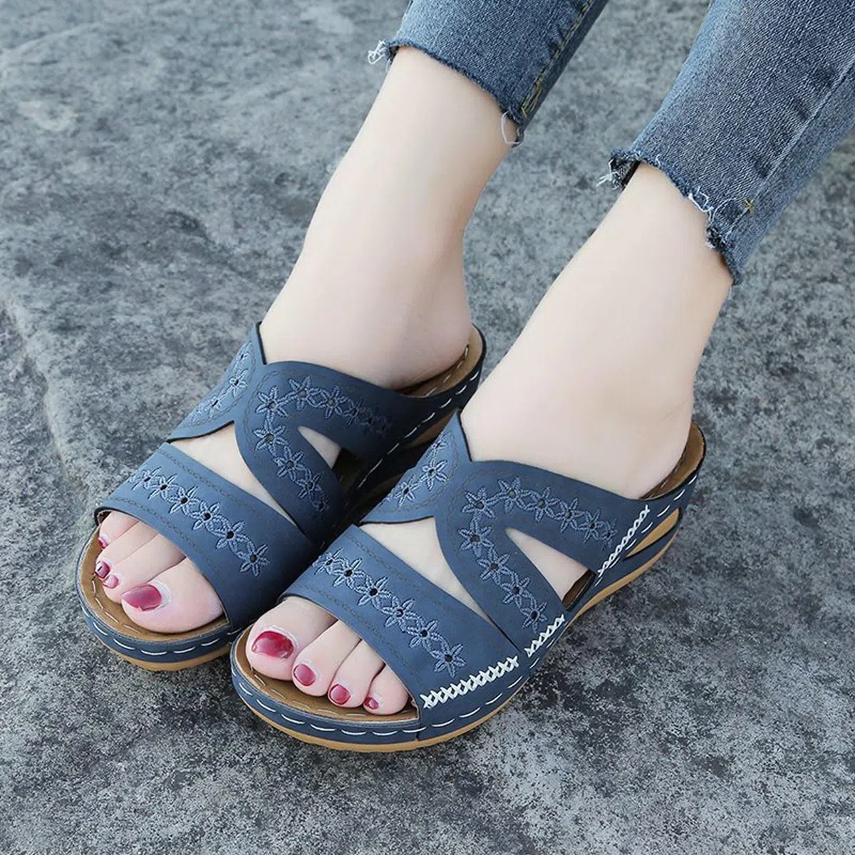 HAOLEI Sandali Ortopedici Donna Sandali Trekking Estive Ciabatte Donna Comodi da Spiaggia a Fondo Spesso Con Punta Aperta Scarpe Lavabili Sandalo Antiscivolo Traspiranti Sandals Bohemien Con Zeppa