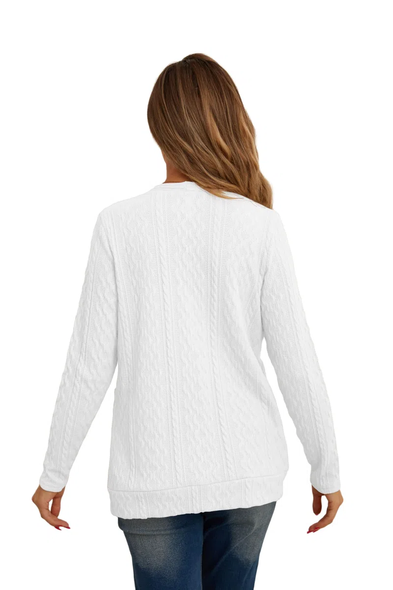 Cardigan Donna Giacca Maglioncino Cotone Donna Leggera Elegante Attorcigliato Casuale Solido Cardigan per l'Autunno con Bottoni, Scollo a V e Pratiche Tasche