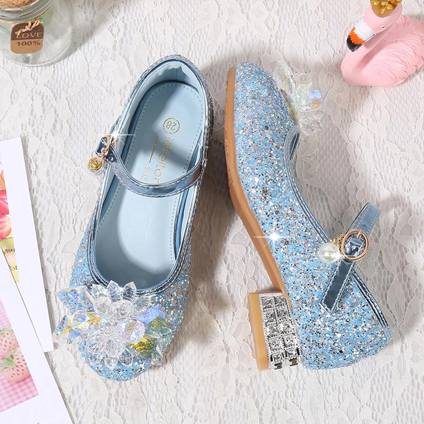 New front Bambine e Ragazze Scarpe col Tacco Principessa Scarpe da Principessa Scarpe per Costumi e Travestimenti Natale Carnevale martedì Grasso Regali Compleanno Antiscivolo