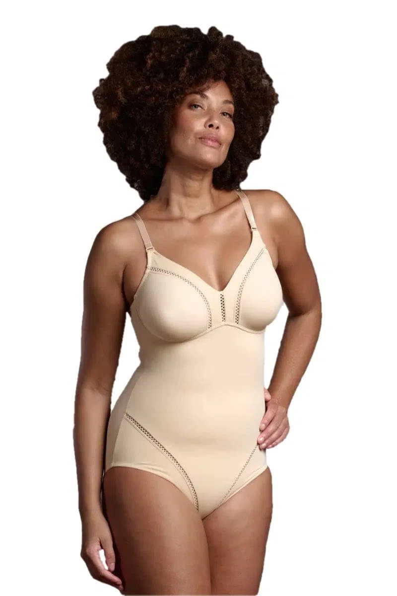 Lepel Body Contenitivo Liscio Senza Ferretto in Microfibra Elastico con Coppa C Preformata con Elegante Motivo Decorativo Dafne
