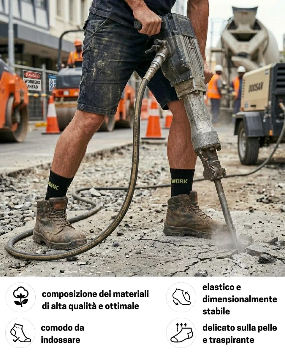 10 Paia Calze da Lavoro Uomo Cotone Rinforzate WORK Socks