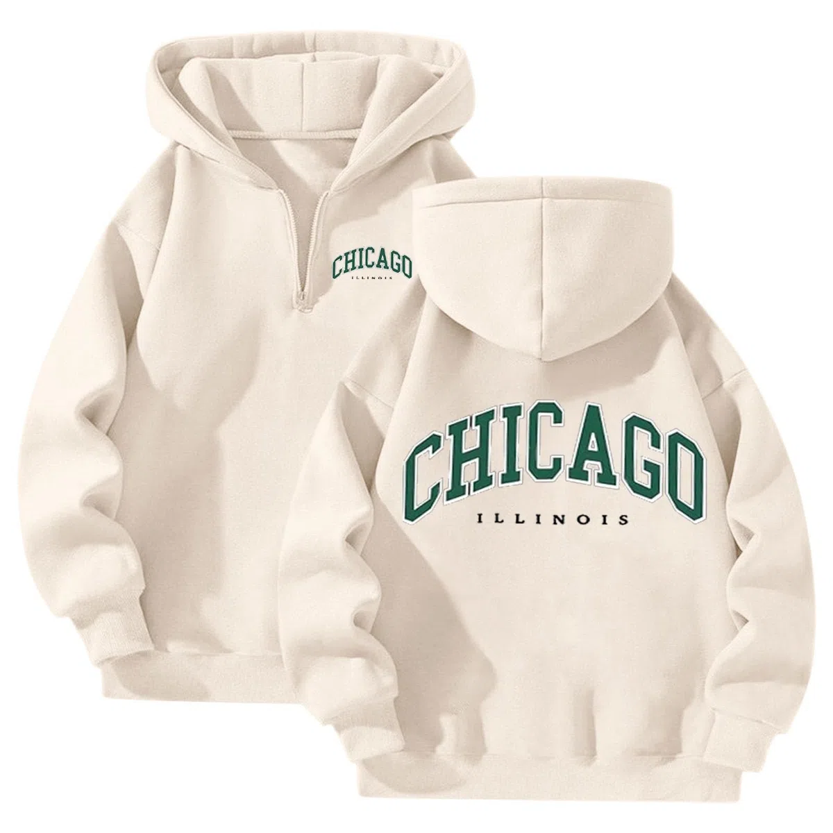 Chicago Felpe con cappuccio da donna 2025 casual con cerniera felpe con cappuccio autunno grafica allentata maglioni sportivi pullover morbido carino vintage trendy cool Y2K Essential University felpe