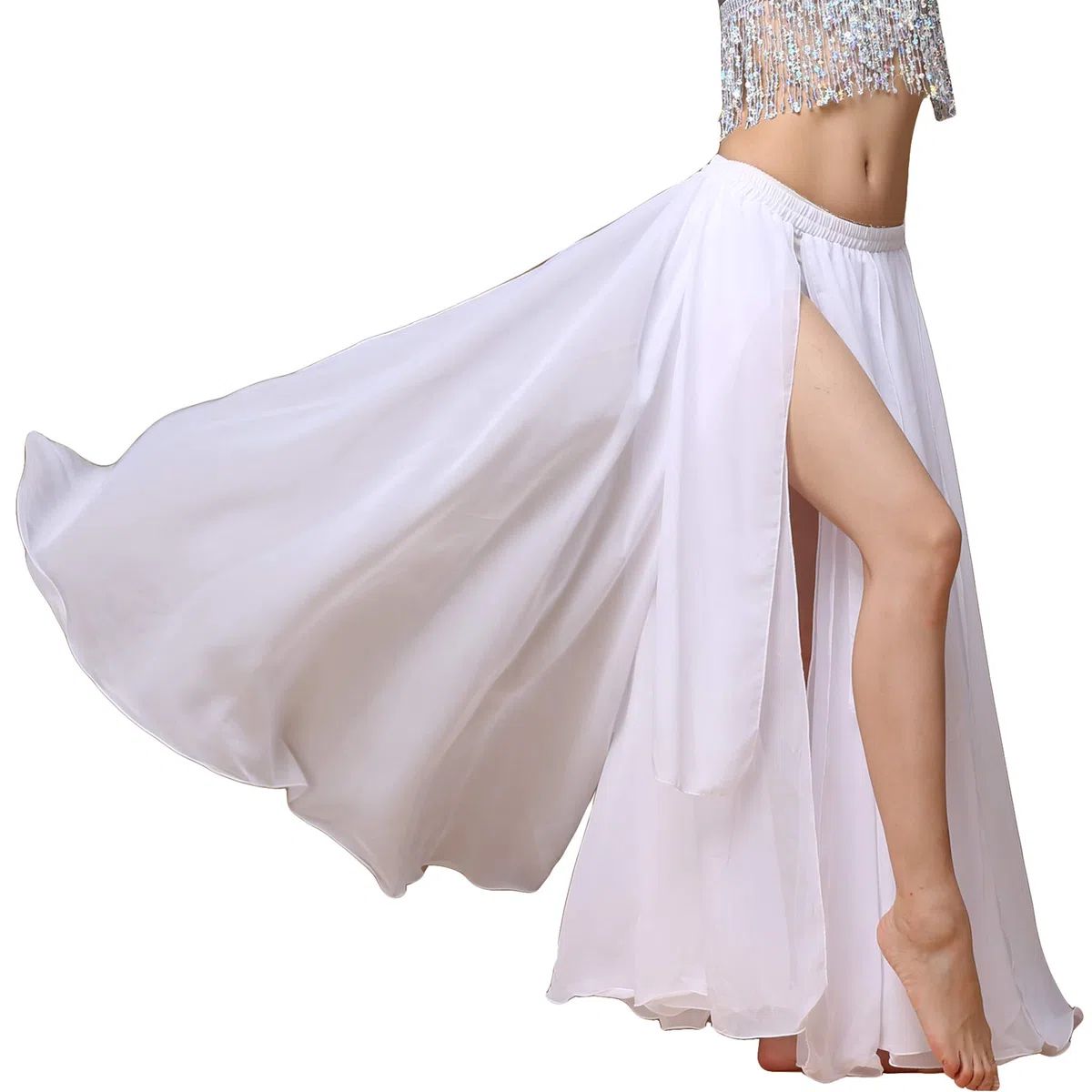 Baisdan Gonna da donna per danza del ventre, in chiffon, per allenamento, danza, danza, festival, costume