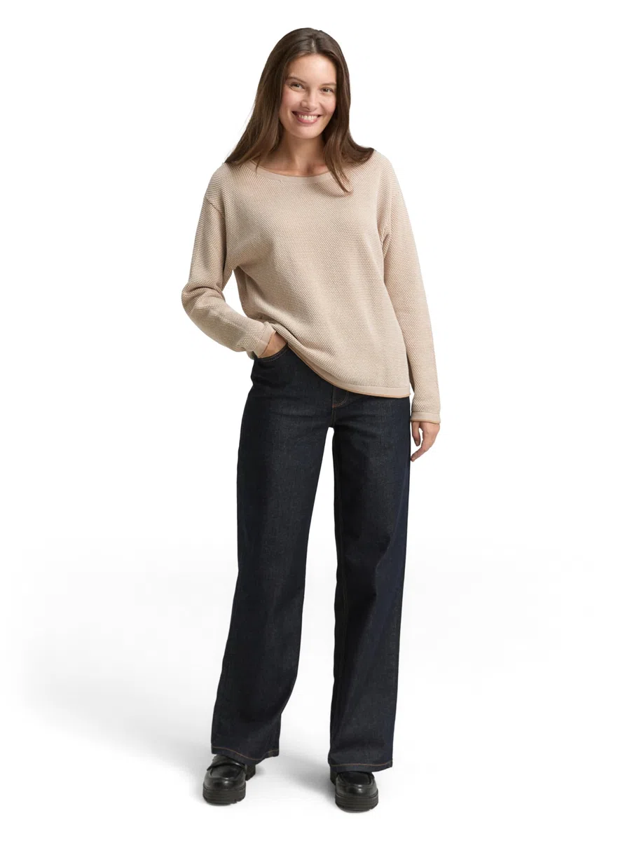 Tom Tailor 1033125 Maglione Lavorato a Maglia con Struttura Donna (Pacco da 1)