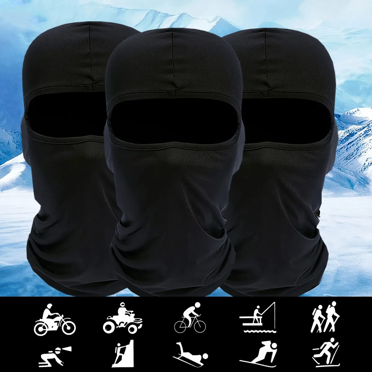 3 Pezzi Passamontagna Sci Balaclava Moto Maschera Morbido e Traspirante Unisex Sottile Tessuto Elastico Traspirante Antivento per Sport Ciclismo ed attività all’Aria Aperta Unisex