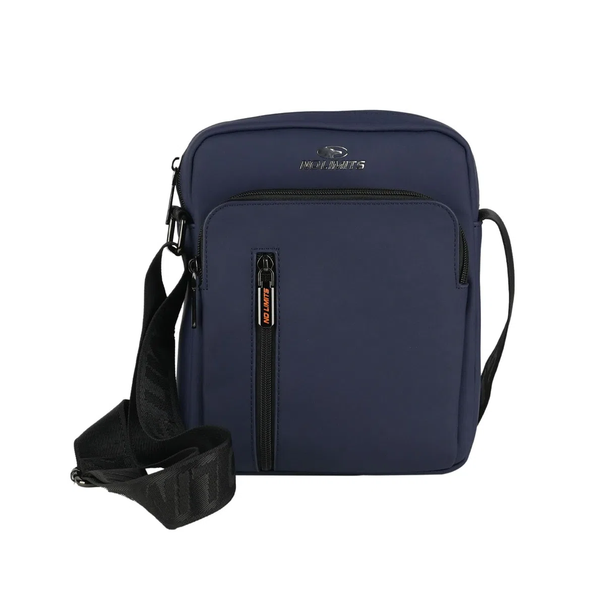 No Limits Borsello Uomo a Tracolla Regolabile, Impermeabile, Effetto Soft-Touch e Fodera Arancione, Multitasche con Zip