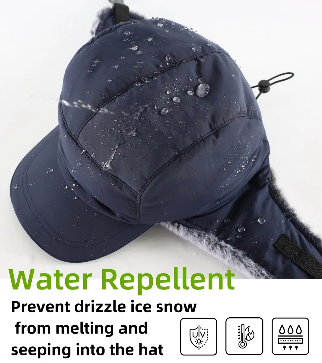 Cappelli invernali da uomo con paraorecchie, idrorepellente, cappello da baseball riflettente