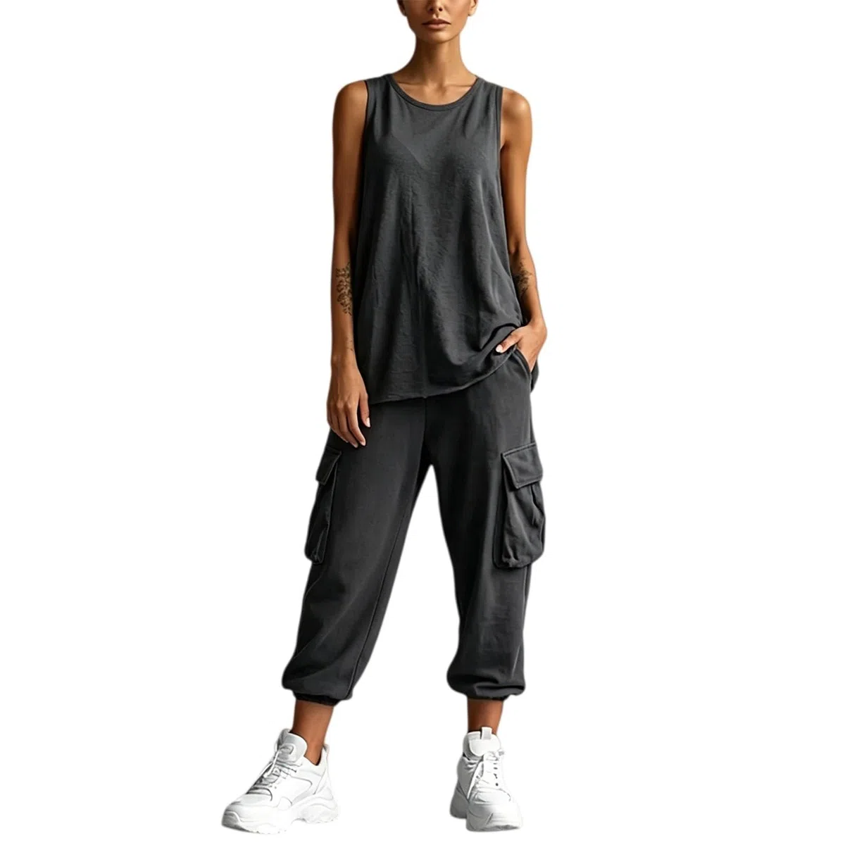 Generico Tuta Donna Casual Elegante 2 Pezzi Top a Maniche Corta e Pantaloni a Gamba Larga Slim Fit Tuta Sportiva Completa Due Pezzi Casual Ginnastica Estiva Tuta Donna Sportiva
