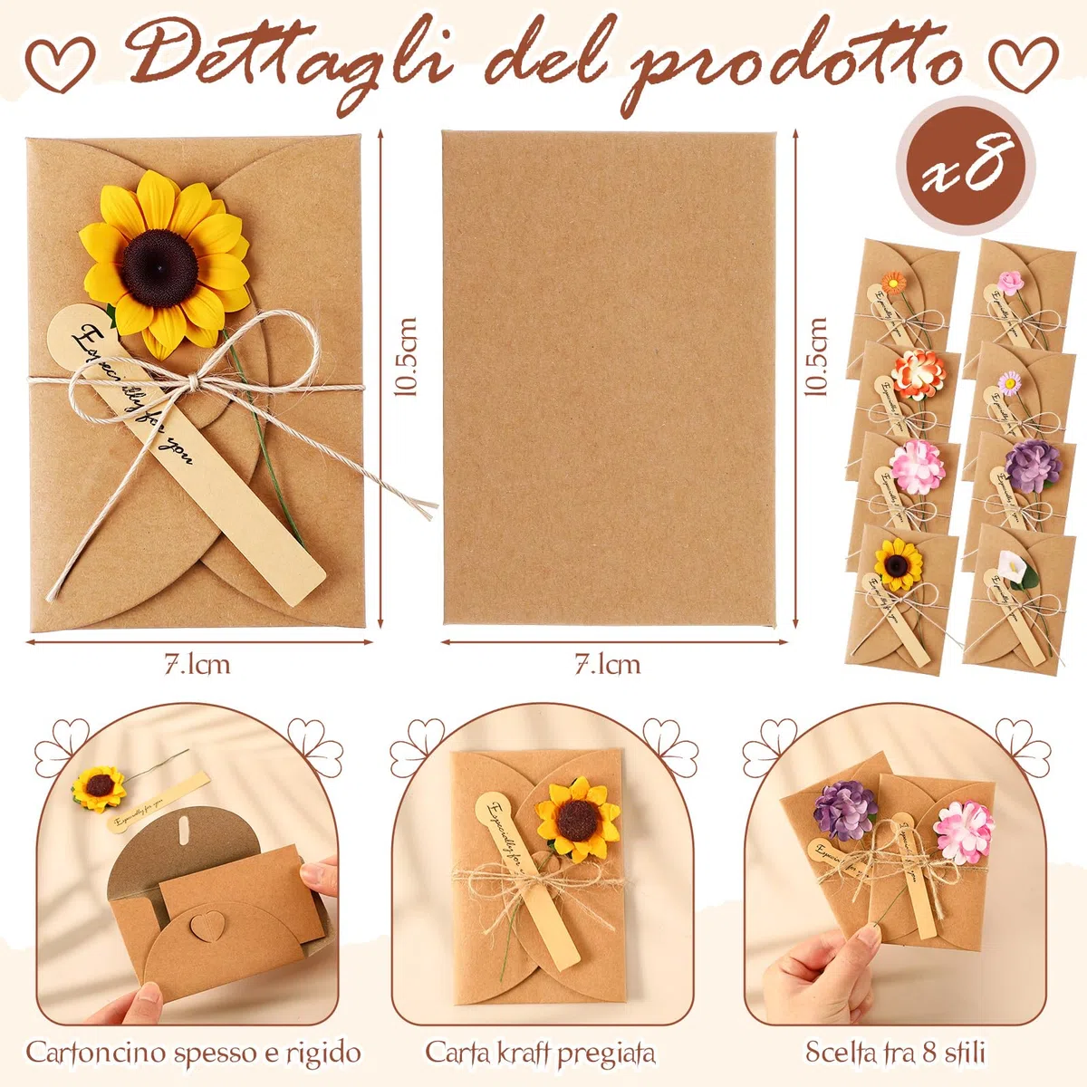8 Sets Regali di Ringraziamento per Insegnanti 8 Portachiavi Api Arcobaleni in Metallo 8 Buste di Fiori Secchi con Biglietti di Auguri per Maestra Laurea Scuola Addio Giorno degli Insegnanti
