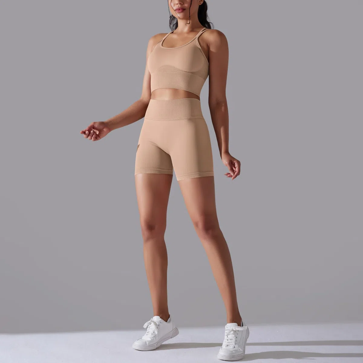 Tuta sportiva da donna, 2 pezzi, tuta da jogging, pantaloni e sport crop top workout set con crossover a vita alta