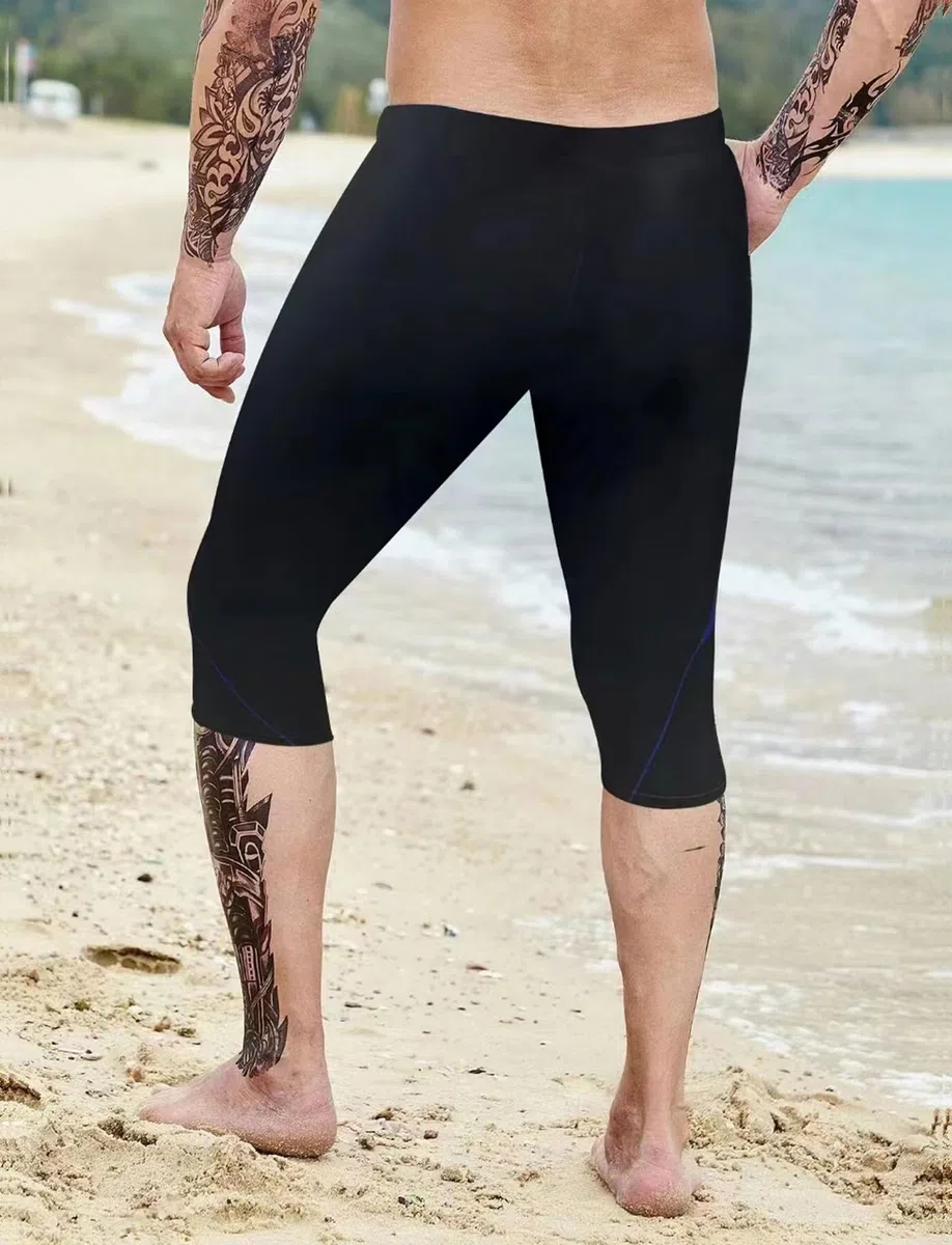 SEAUR Pantaloni da nuoto da uomo, per allenamento, Quick Dry standard, ad alta compressione, per la gara