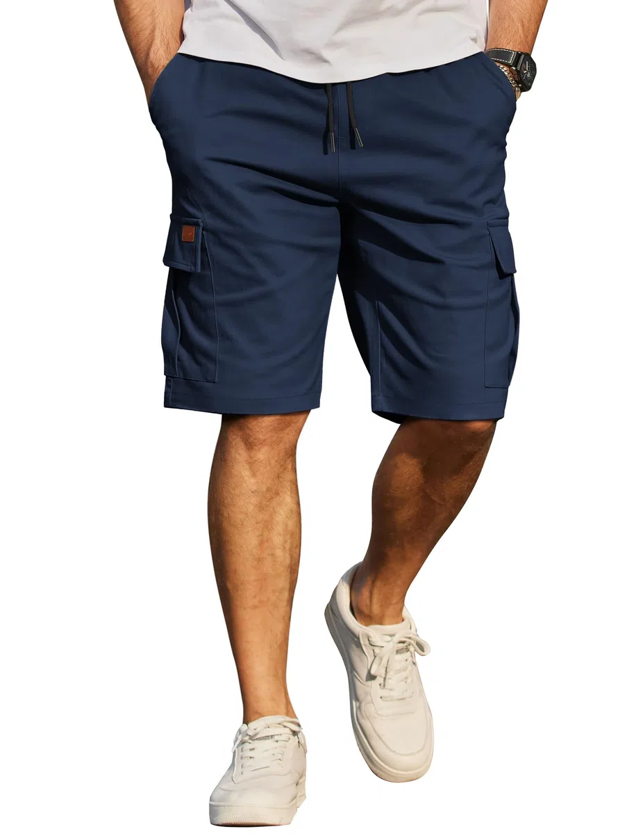 COOFANDY Pantaloncini da Uomo in Cotone Cargo Shorts Pantaloni Casual Corti Vita Elastica Estate con Tasche S-3XL
