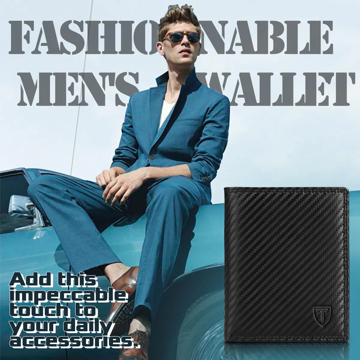 TEEHON Classico Portafoglio Uomo in Vera Pelle Portamonete con Blocco RFID/NFC 13 Porta Carta Credito, 2 Scomparto per banconote, Tasca per Monete con Scatola Regalo- Nero