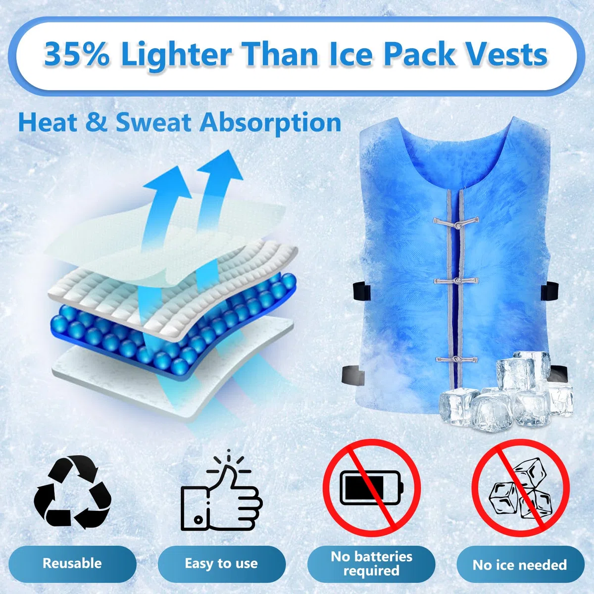 Gilet di raffreddamento evaporativo per uomini e donne, gilet di raffreddamento attivato dall'acqua per la stagione calda
