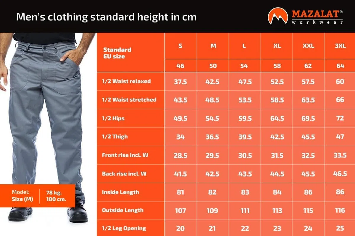 Pantaloni da lavoro da uomo, pantaloni da lavoro modello classico, pantaloni cargo, abiti da lavoro, Made in EU, Colori diversi