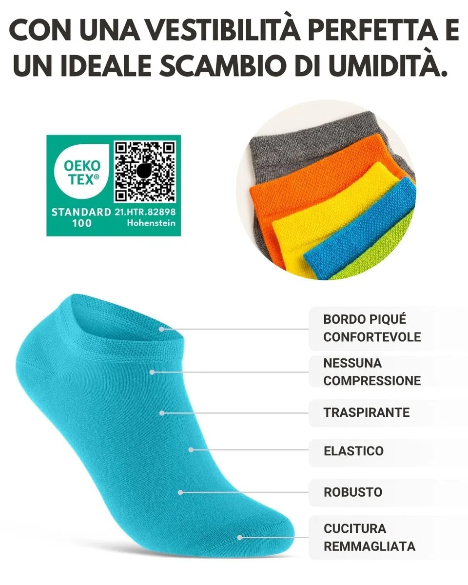 sockenkauf24 10 Paia Calzini Corti Uomo Donna Calze Corte Cotone Traspiranti