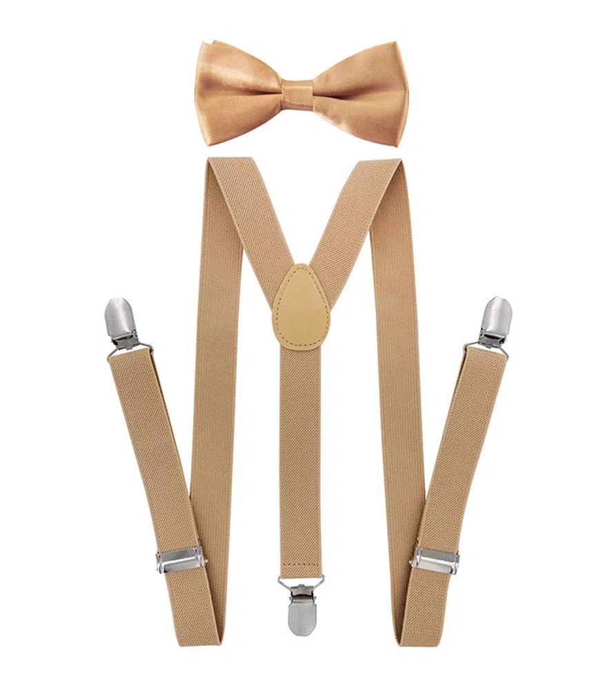 axy Bretelle a Y per bambini, larghezza 2,5 cm, con papillon, 3 clip stabili per bambini 7-12 anni