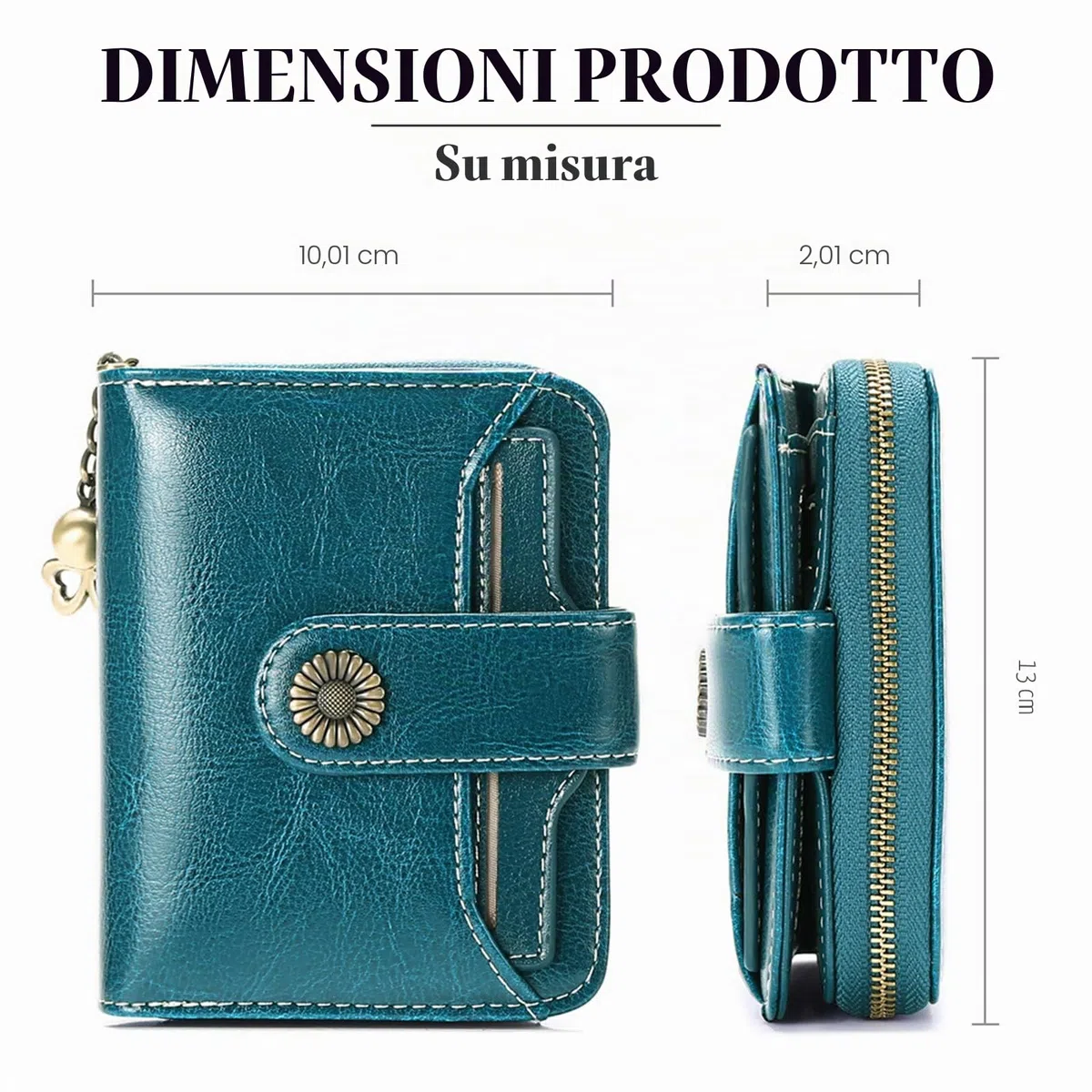 SENDEFN Portafoglio Donna in Pelle Vegana di Blocco RFID in Pelle Corto Portamonete per Donna con 8 Scomparti per Carte 2 Finestra di Identificazione,Metallo Pendente e 1 Tasca con Cerniera