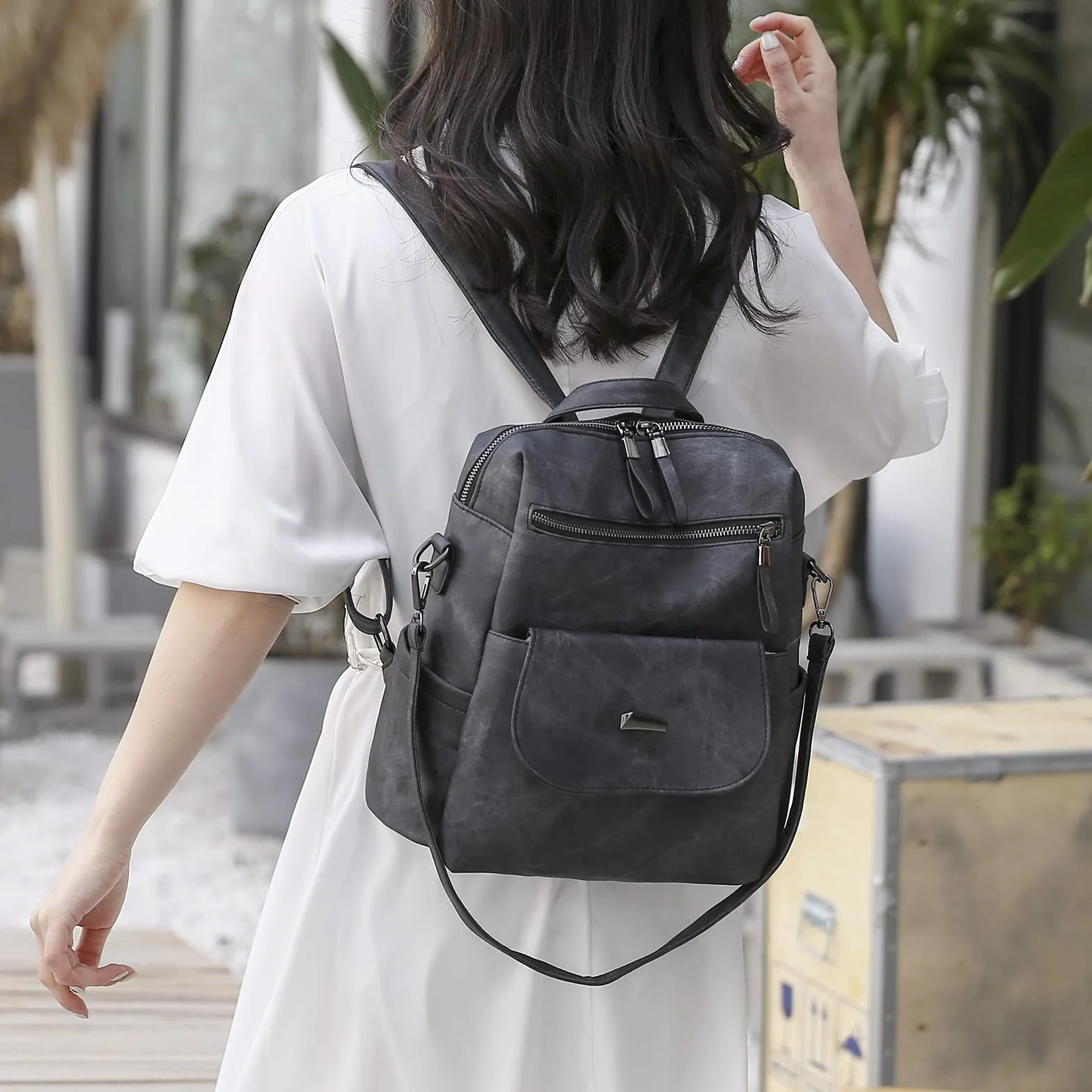 Aucuu Zaino Donna, Borsa Zaino Donna Elegante, Zainetto Multifunzionale, Zainetto Casual in Pelle PU, Zaini Antifurto, Borsa a Zaini Casual per Shopping Scuola Viaggio Lavoro