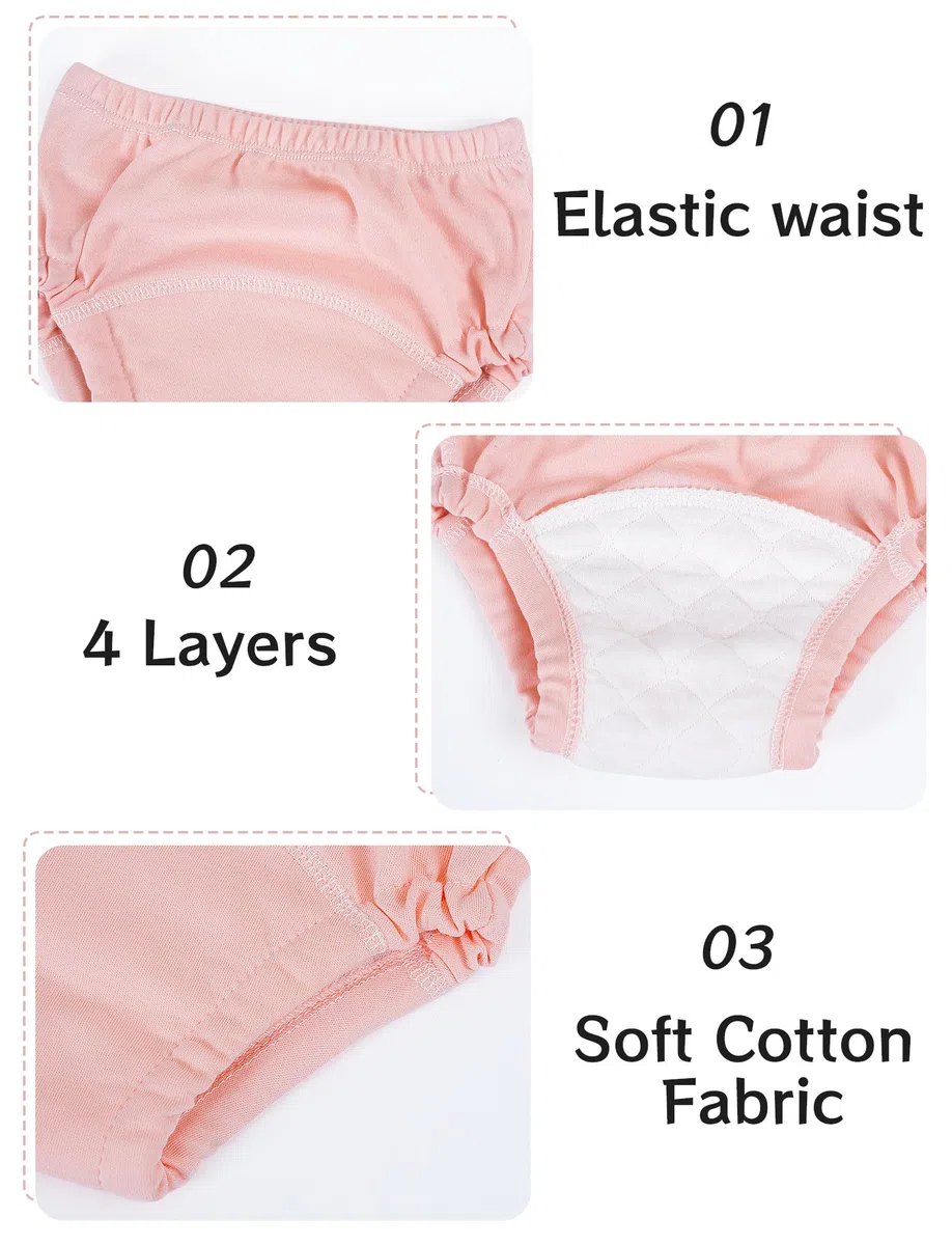 SEAUR Biancheria intima per neonata, set di 6 mutandine in cotone, per allenamento, bambino, per bambini, comode, tinta unita