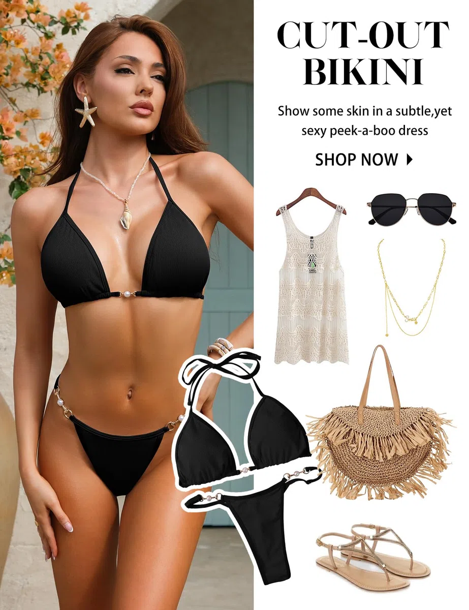 UMIPUBO Costume da Bagno Donna Due Pezzi Bikini Set Halter Costumi da Mare Imbottito Reggiseno Bikini Top Triangolo Tanga Abiti da Spiaggia Brasiliano Beachwear Swimwear