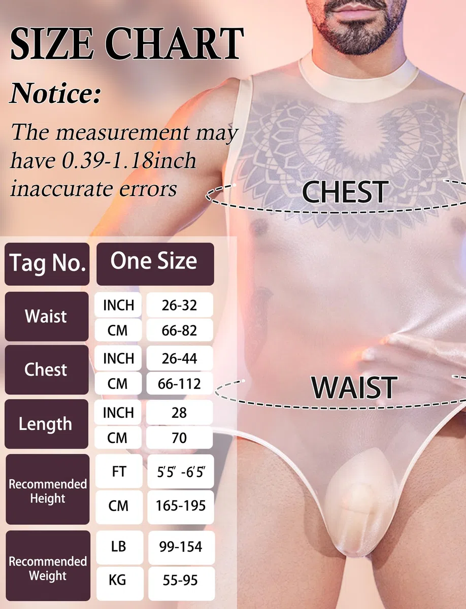 Body da uomo senza maniche, taglio alto, lucido, super elastico, muscoli, pezzo unico