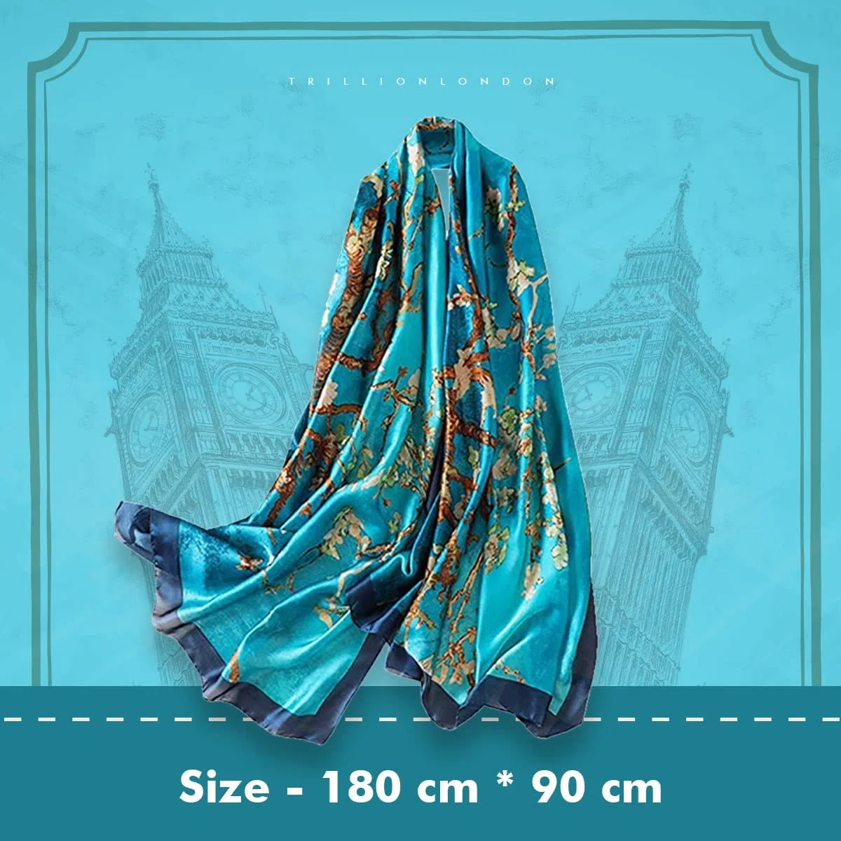 Trillion London® - Sciarpa in seta da donna, firmata, collezione primaverile, leggera, scialle avvolgente, beige, adatta per la vita quotidiana e viaggi, finitura liscia e morbida