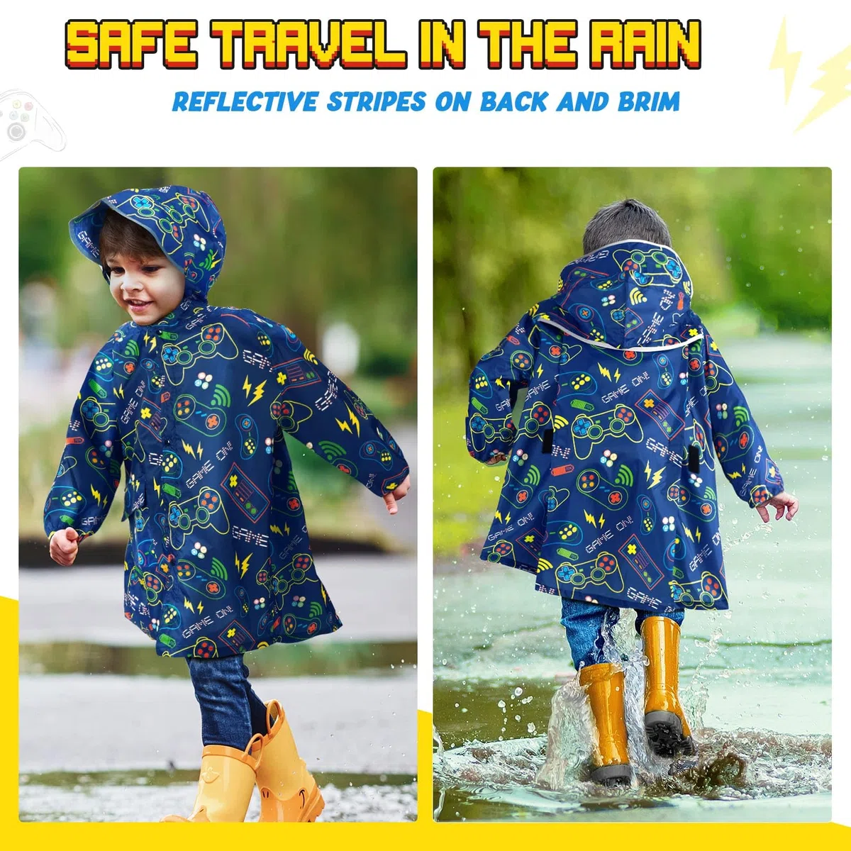 WAWSAM poncho Impermeabile Bambini Giacca Antipioggia Leggera per Ragazzi