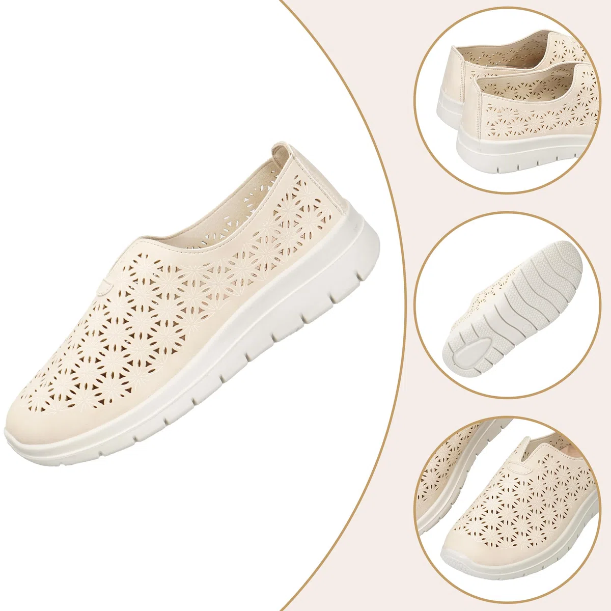 JOMIX Scarpe Donna Slip-On Traforate, Sandali Casual Comodi Antiscivolo Leggeri Traspiranti, Suola Ammortizzante per Casa, Passeggio e Tempo Libero