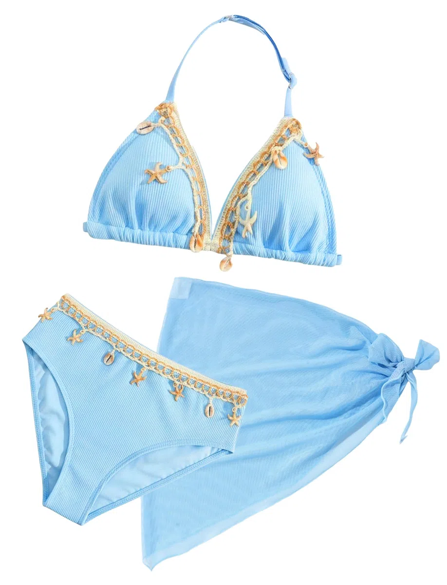 SEAUR Bikini Ragazze 3 Pezzi Costume da Bagno Mode Comodo Abbigliamento da Spiaggia Bambina Costume Tankini Estivo 8-12 Anni