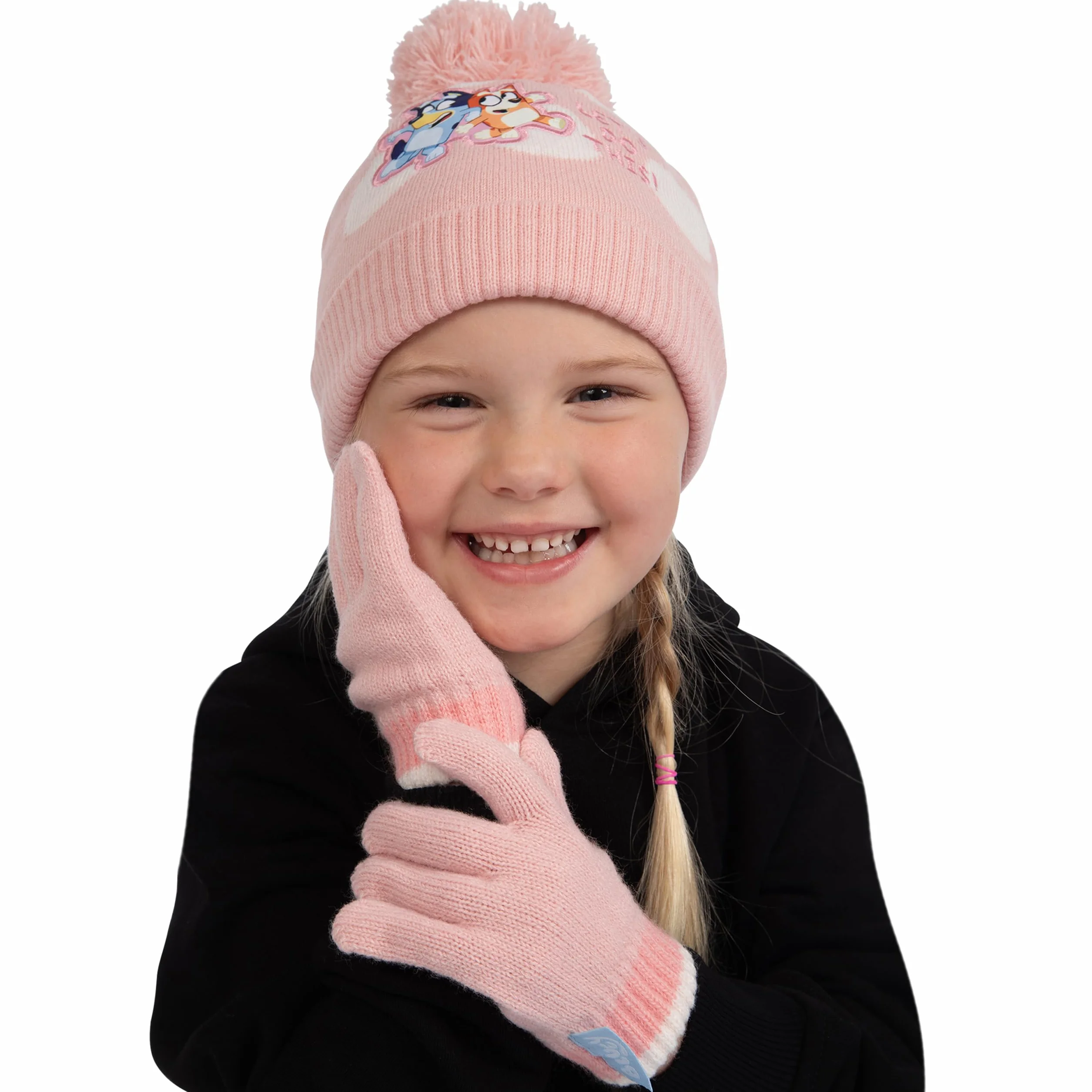 BlueY E Bingo Capello E Guanti | Guanti Inverali Bambina | Capello Invernale | One Size Rosa