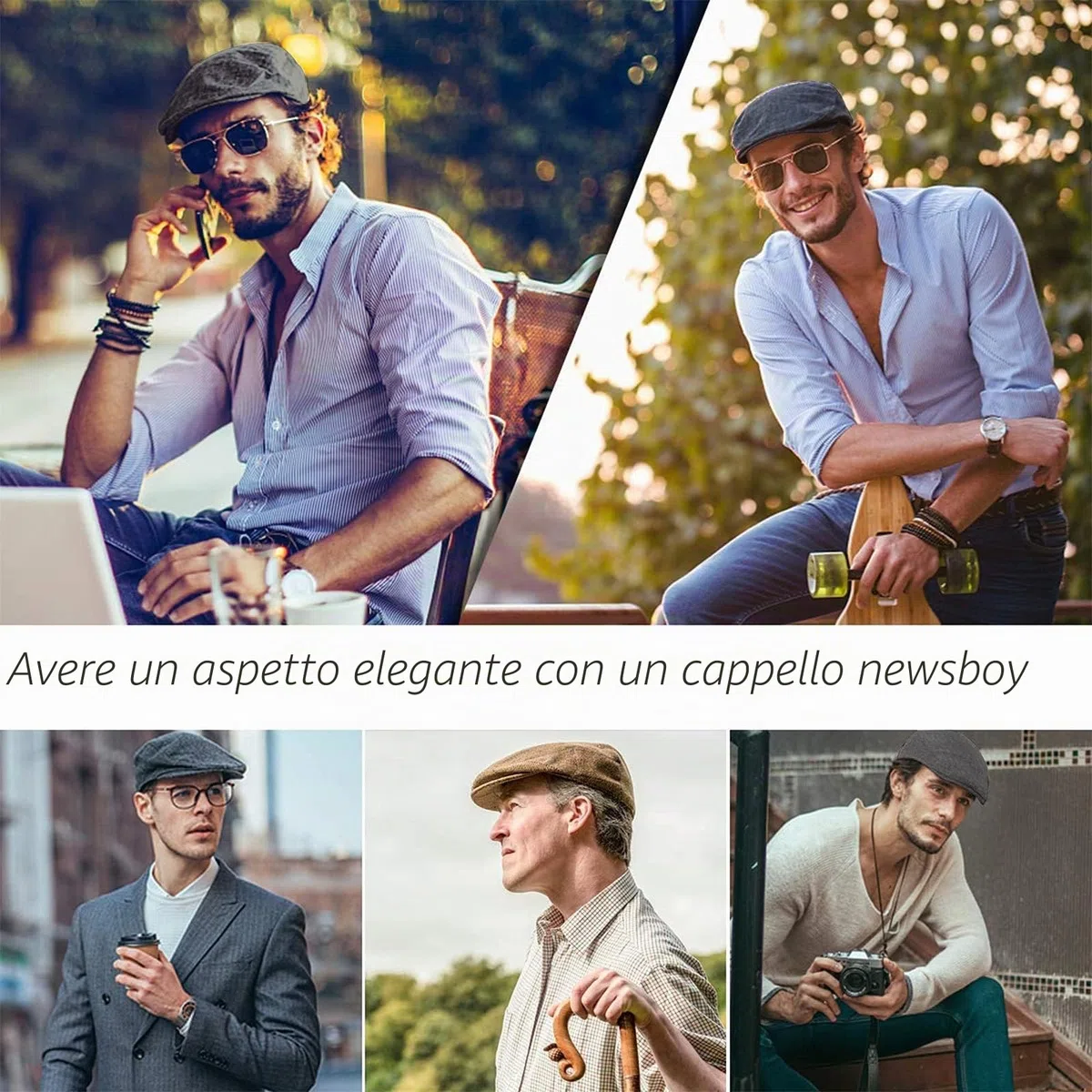 Berretto Piatto da Uomo Newsboy Berretto Baschi Scozzesi British Style Retro Coppola Cappello Strillone Paraorecchie Ivy Caps Invernale Auttuno
