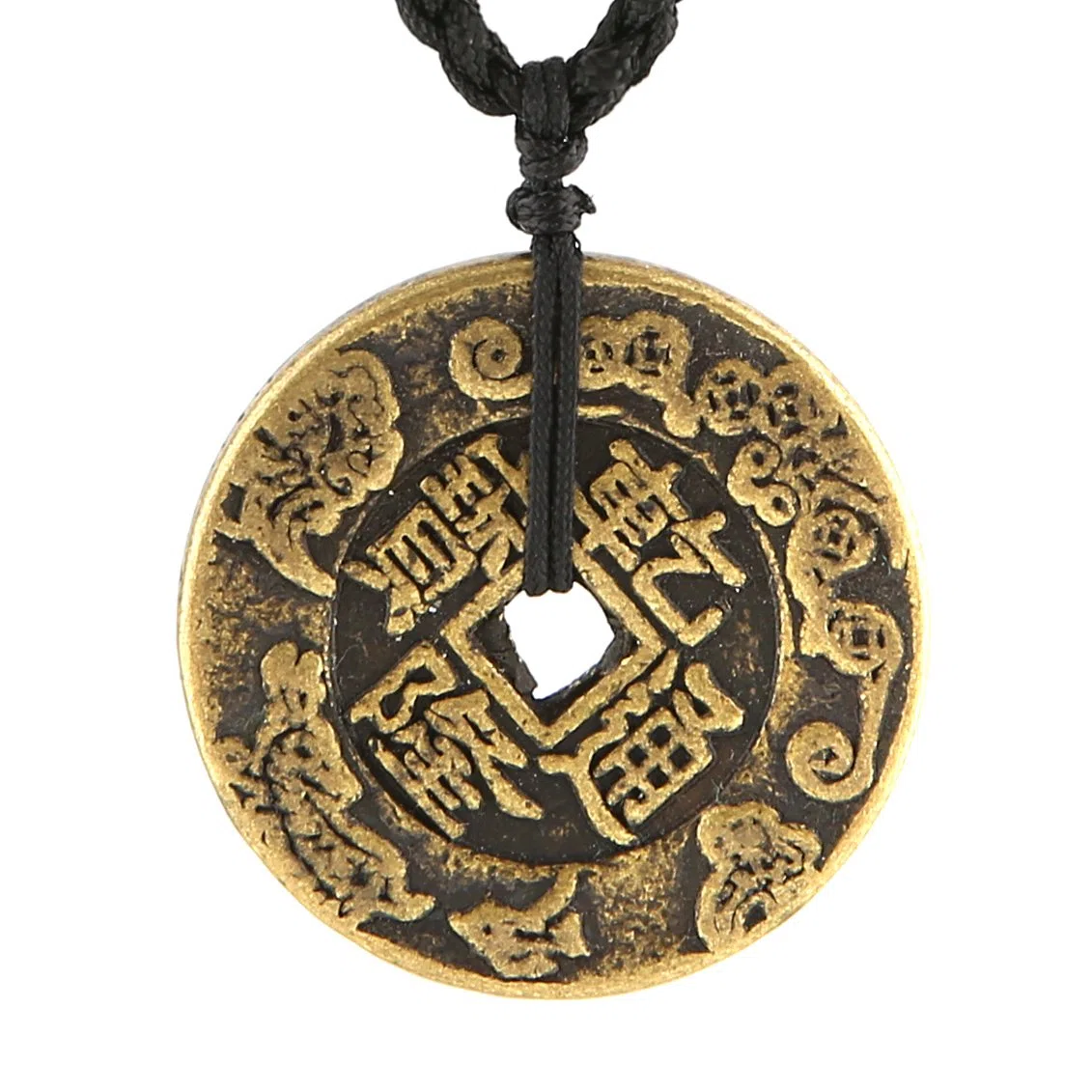 HZMAN Brass Talisman Chinese Lucky Coin Charm Pewter Pendant Necklaces for Wealth and Success