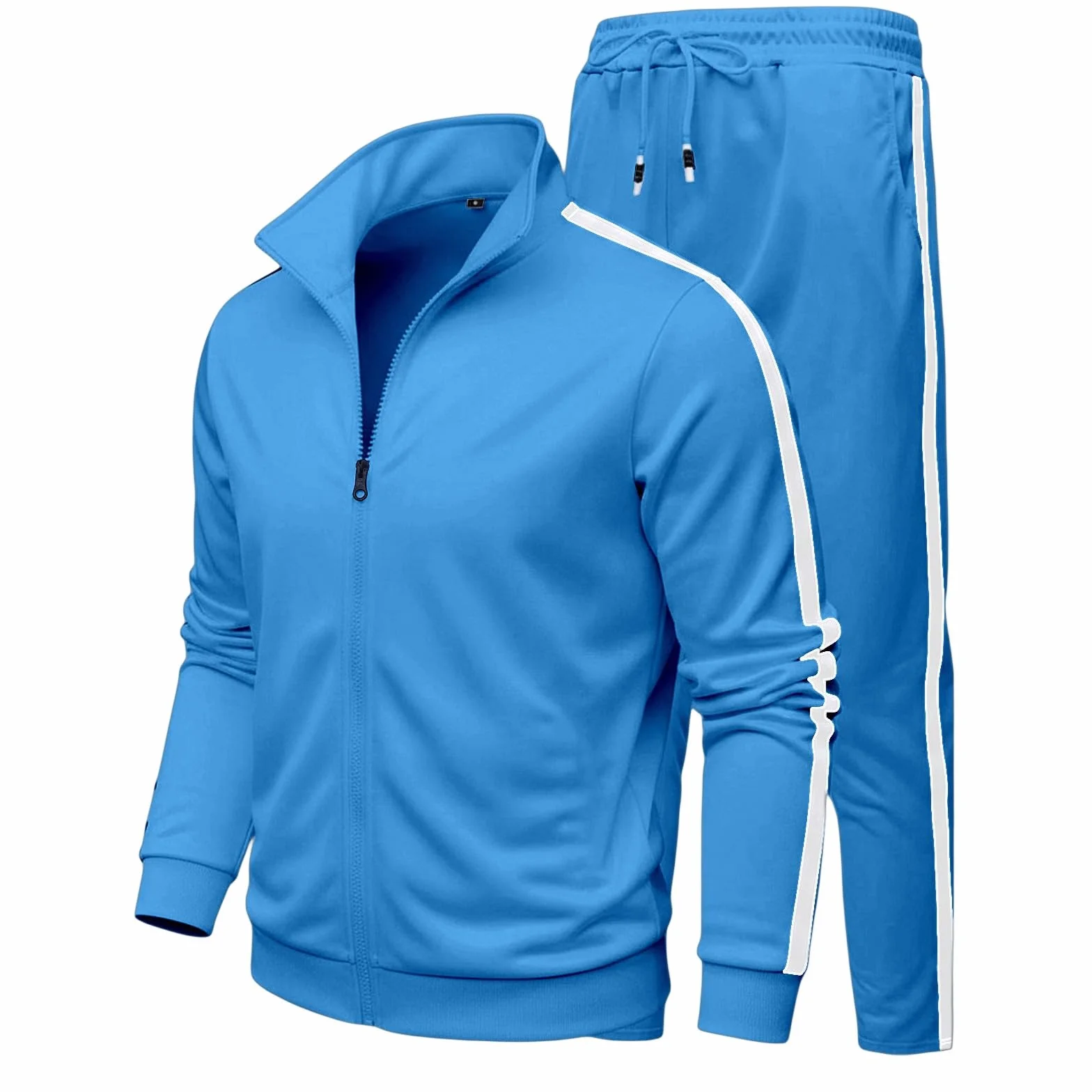 Generisch Tuta da uomo, 2 pezzi, con chiusura lampo, felpa e pantaloni da jogging, set tracksuit baggy tracksuit completo gonna vintage Y2K Hip Hop Streetwear