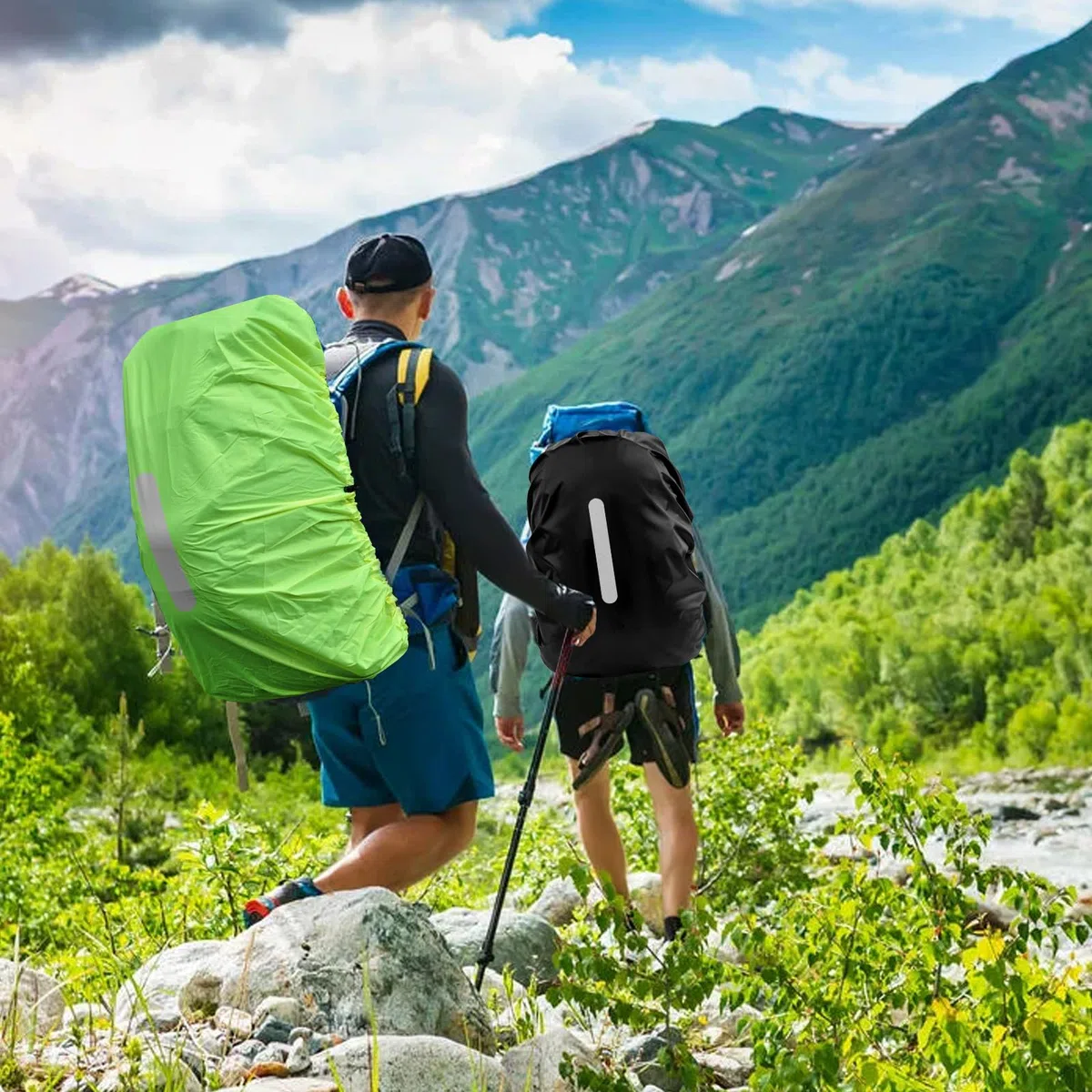 2 parapioggia zaino impermeabile (30 L-40 L), parapioggia per zaini con strisce riflettenti, borsa per la scuola, per ciclismo, trekking, campeggio, viaggi