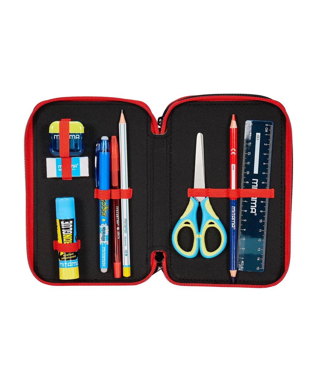 Seven Astuccio Scuola 3 Scomparti, A.C. MILAN Calcio - PATH OF VICTORY, Rosso Nero - Portapenne Multi Scomparto Con Matite, Penne e Colori, Accessori Zaino, Zaino Scuola - Astuccio Bambino Ragazzo