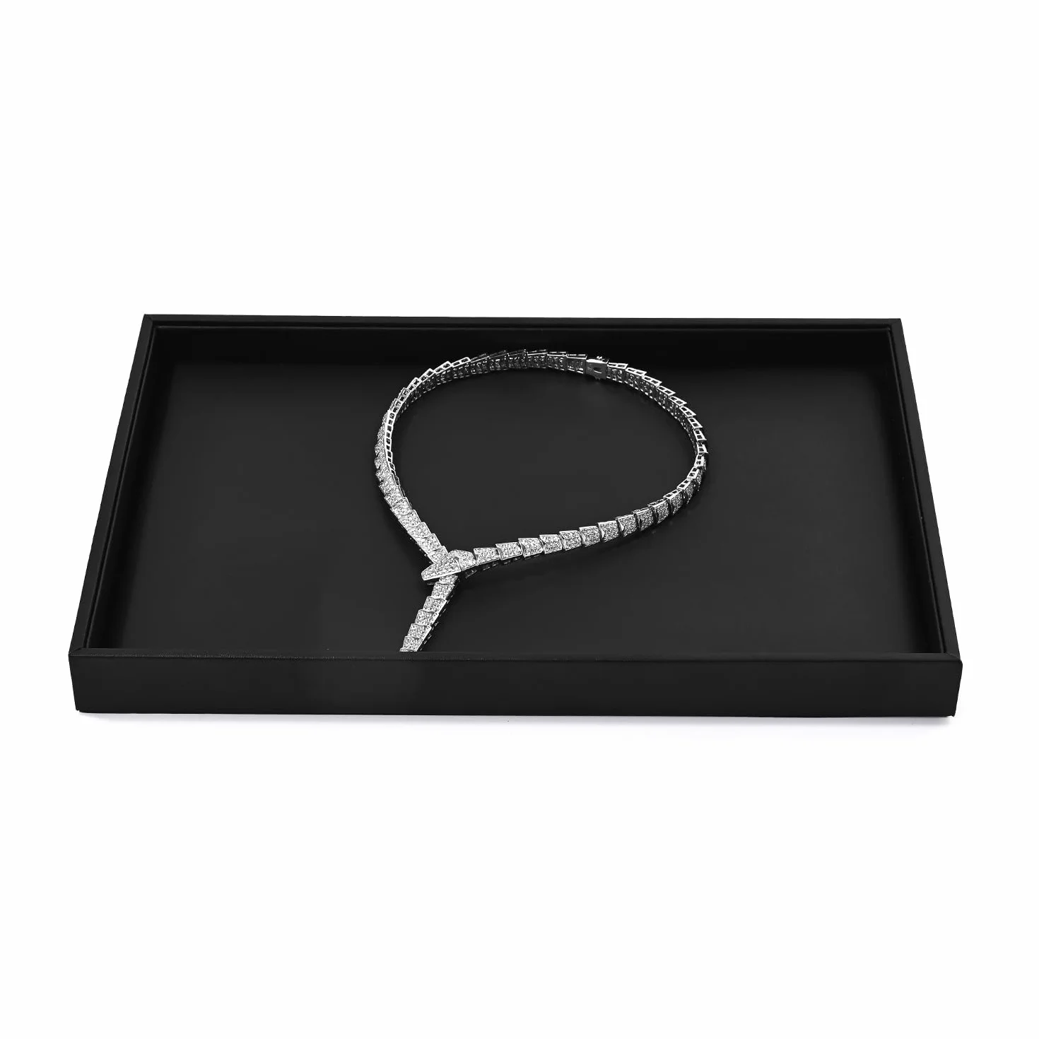 Oirlv Vassoio per Gioielli in Pelle Nera PU - Accessorio Espositore per Gioielli, Orologi, Orecchini e Anelli