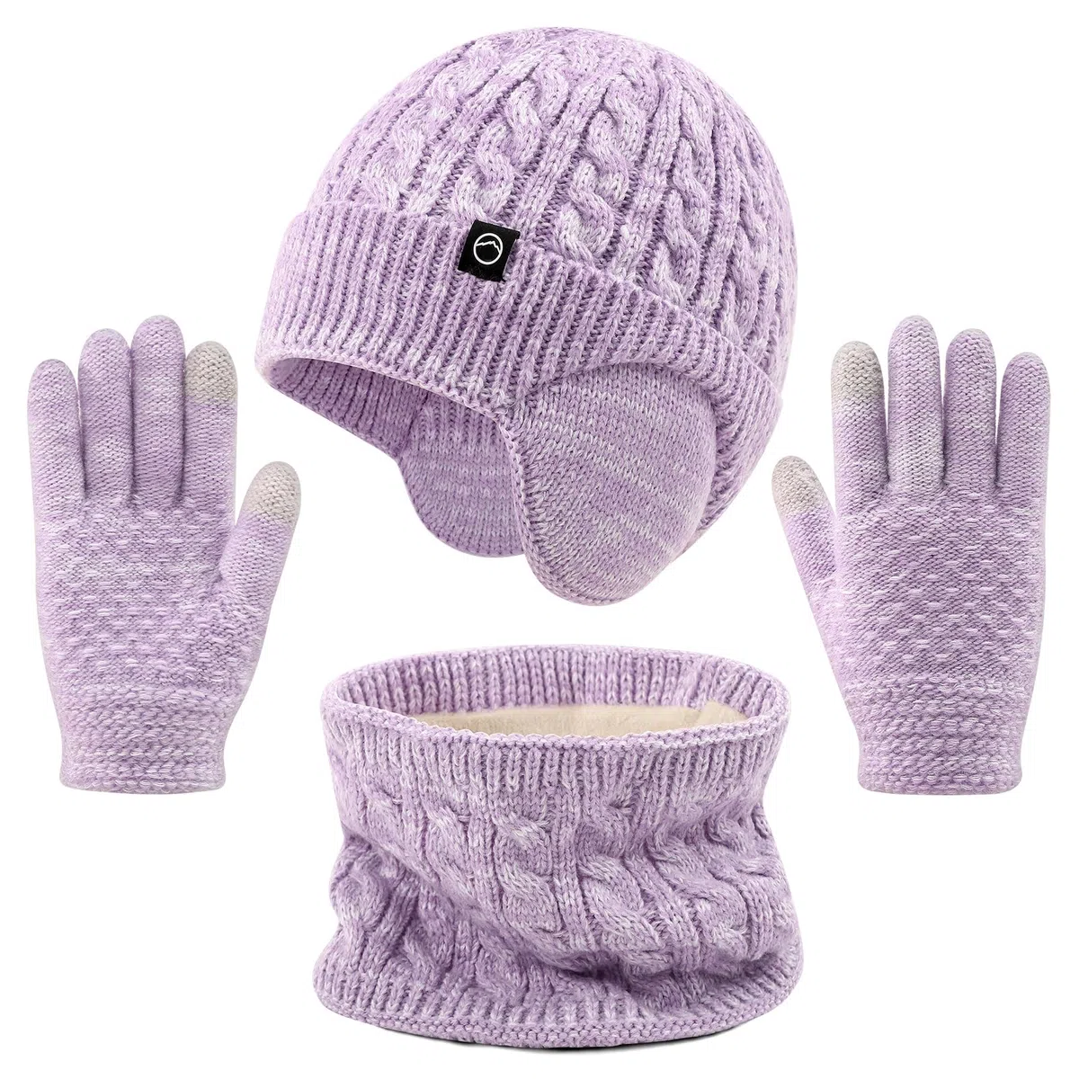 4-10 Anni Set di Cappello Scaldacollo e Guanti per Bambina Fodera in Fleece Berretto con Cuffia Guanti a Schermo Tattile